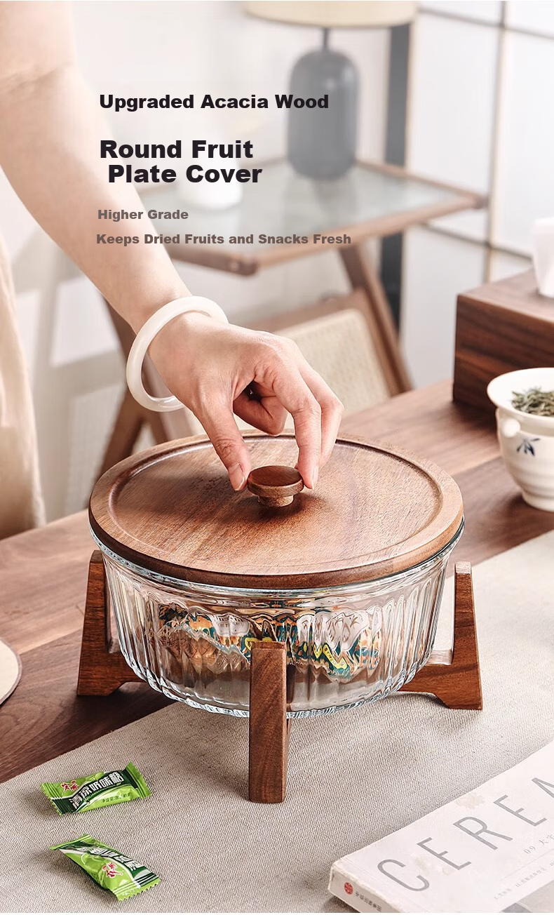 CRISTALGLASS New Chinese Style Glass Fruit Plate with Lid High-end Nut Snack Candy Storage Box for Living Room Coffee Table 6
