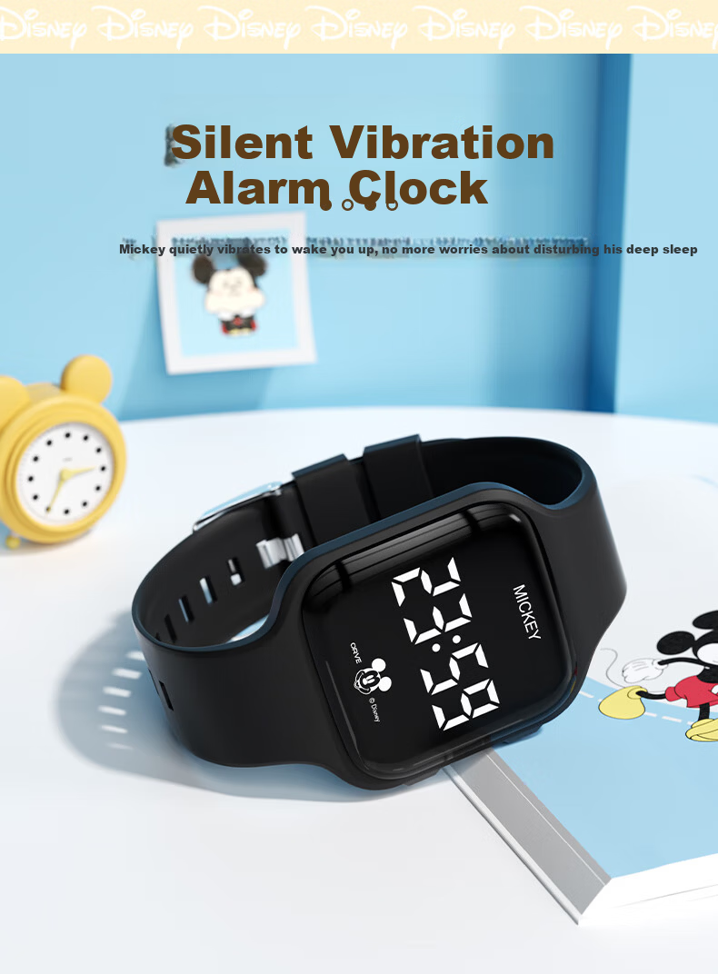 Disney Mickey Kids Sports Watch Student Luminous Waterproof Silent Vibration Alarm Clock Electronic Watch for Boys and Girls Middle and High School 4