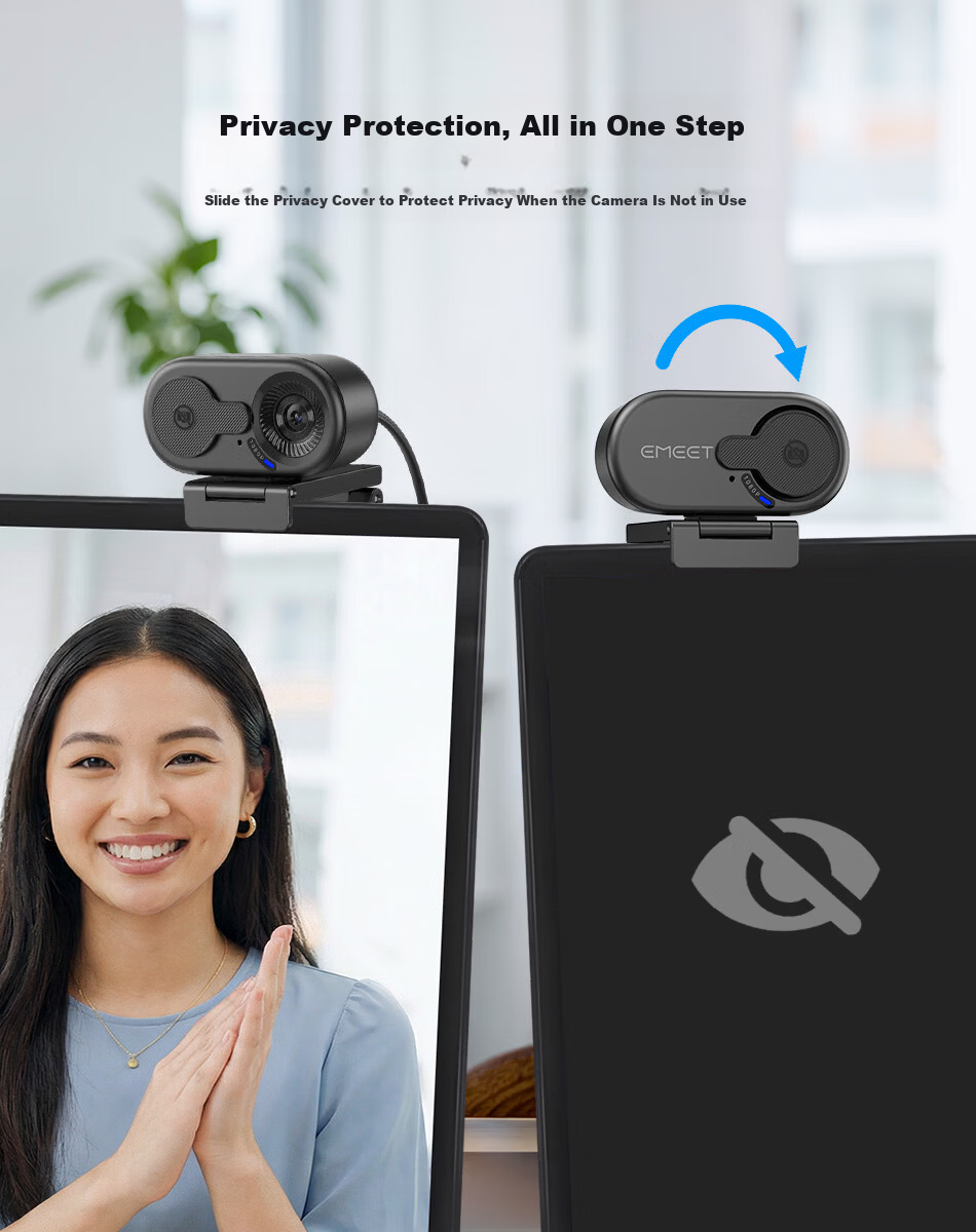 EMEET YIMI 1080P HD USB External Computer Webcam with Built-in Microphone for Desktop and Laptop Video Calls, Office Meetings, Interviews, and Exams 8
