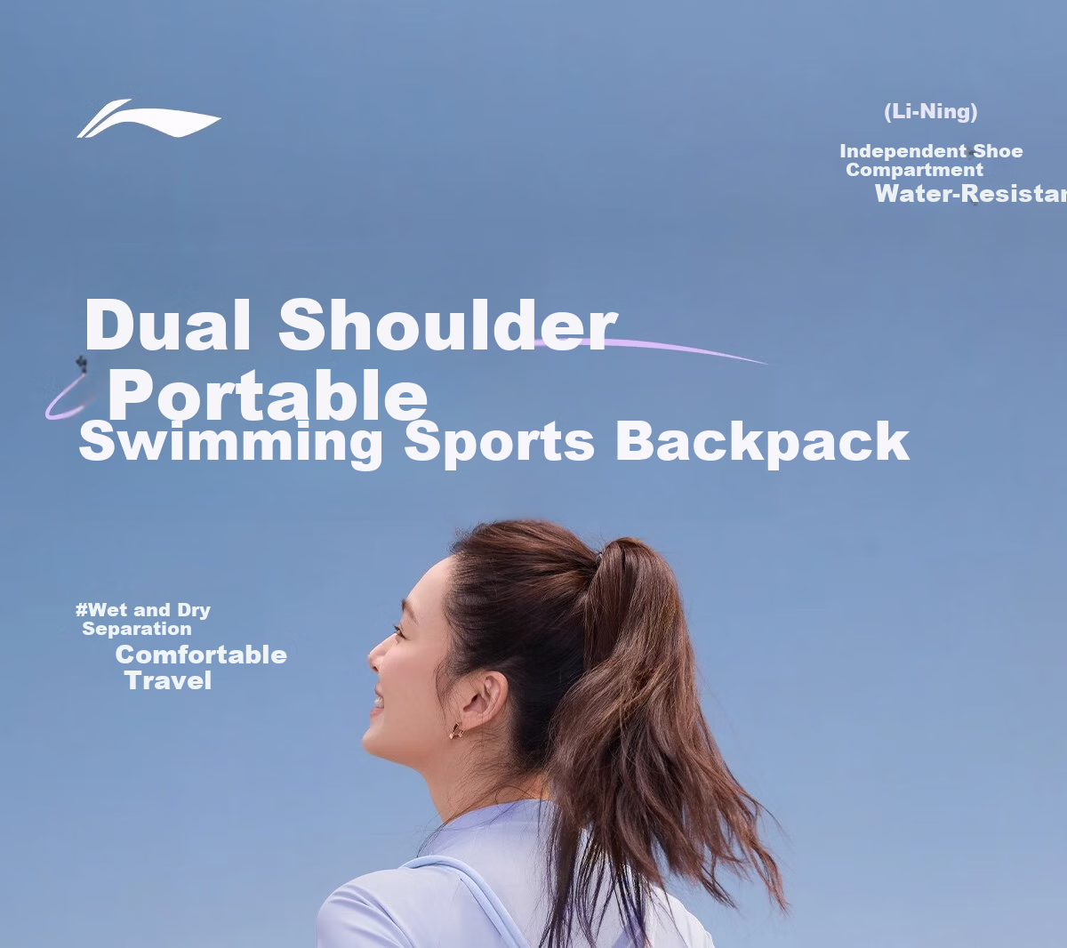 Li-Ning Swimming Bag with Dry And Wet Separation, Large Capacity Storage Backpack for Men And Women, Waterproof Swimwear Bag for Training 1