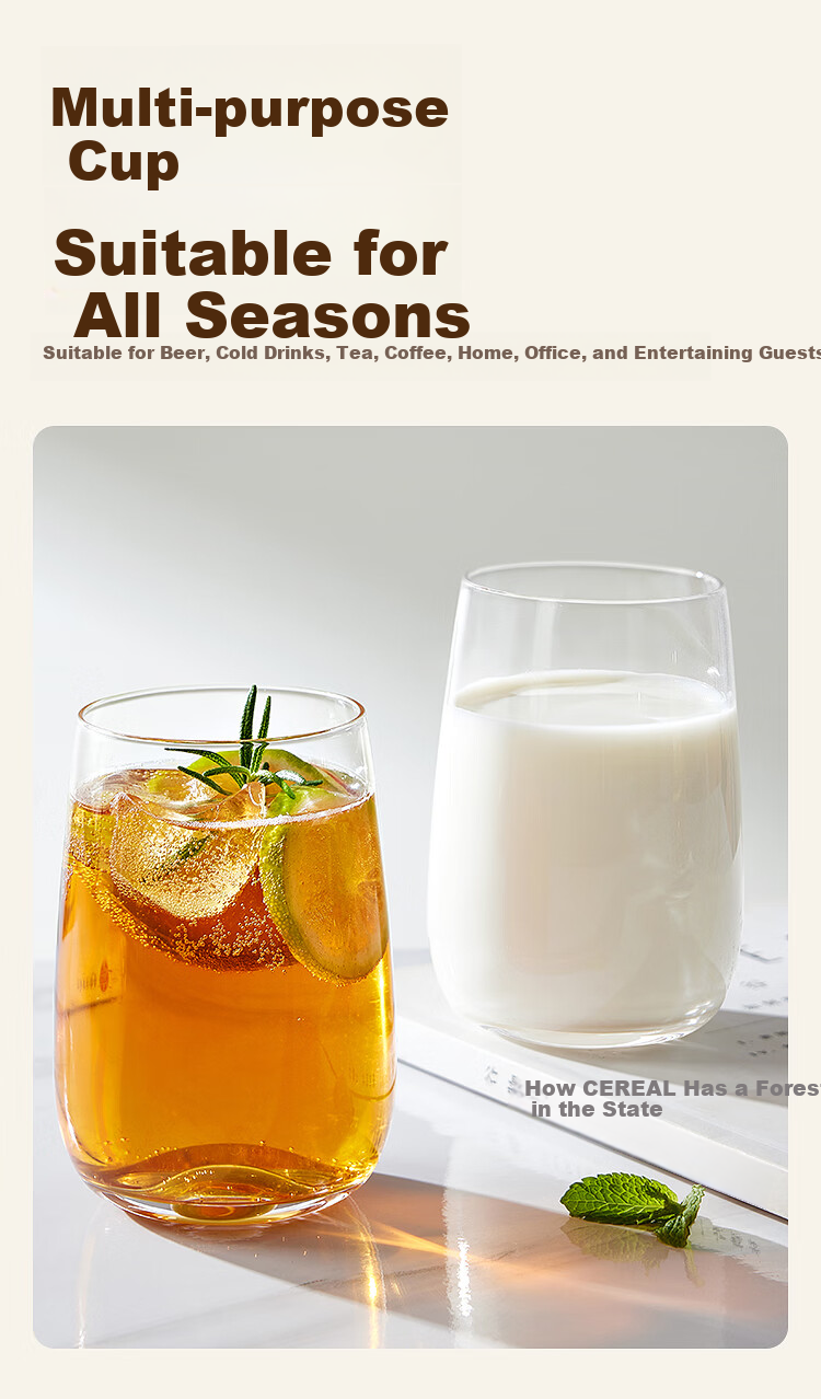 JD Jingzao Glass Cup High Temperature Resistant Tea Coffee Milk Mug 280ml 6