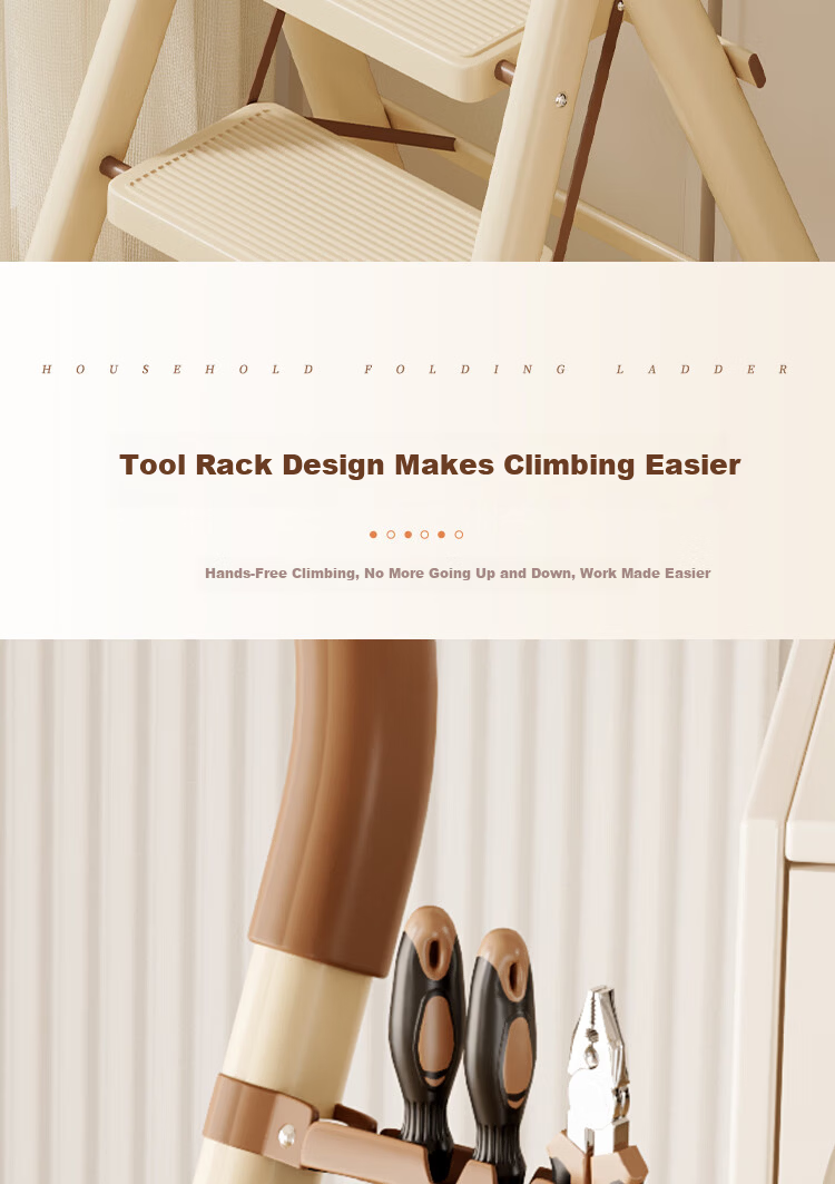YuanNai Household Folding Telescopic Thickened Multi-Functional A-Frame Ladder Portable Indoor Staircase - White 4 Steps 11