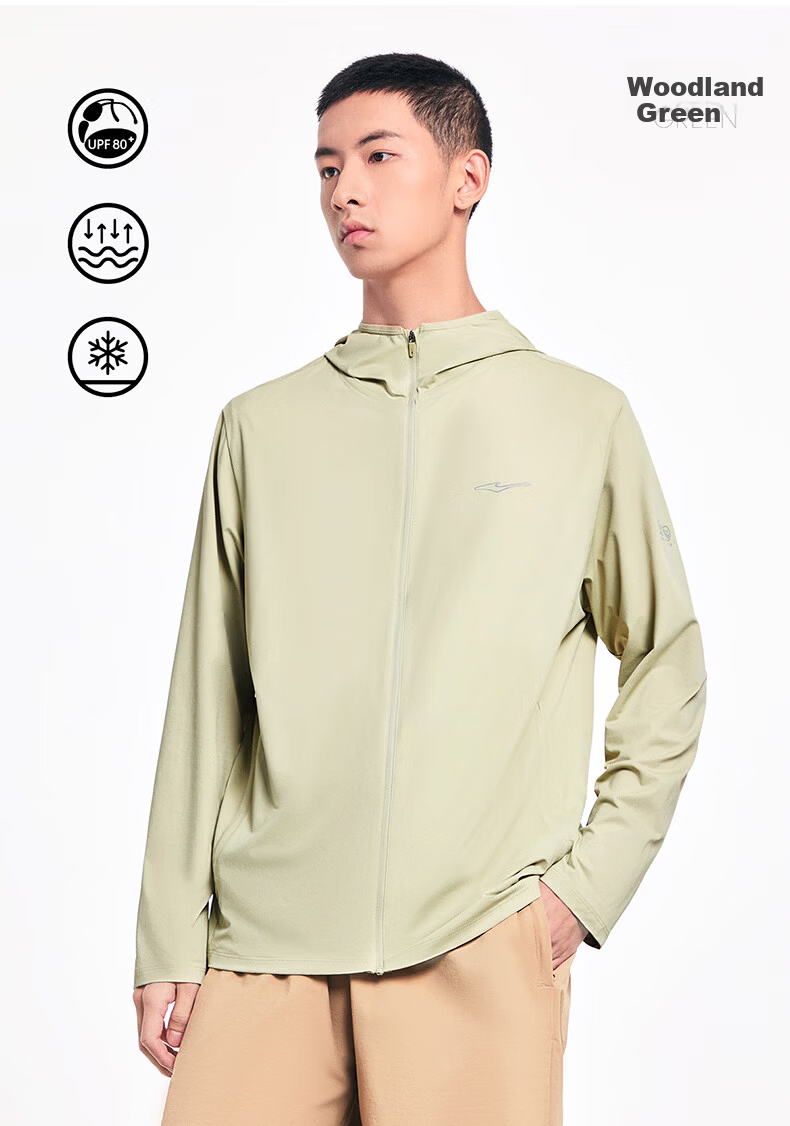 Erke Men's Summer Sun Protection Jacket Quick-Dry Ice Cooling Breathable UPF80+ Hooded Windbreaker Outdoor Sports Jacket 18