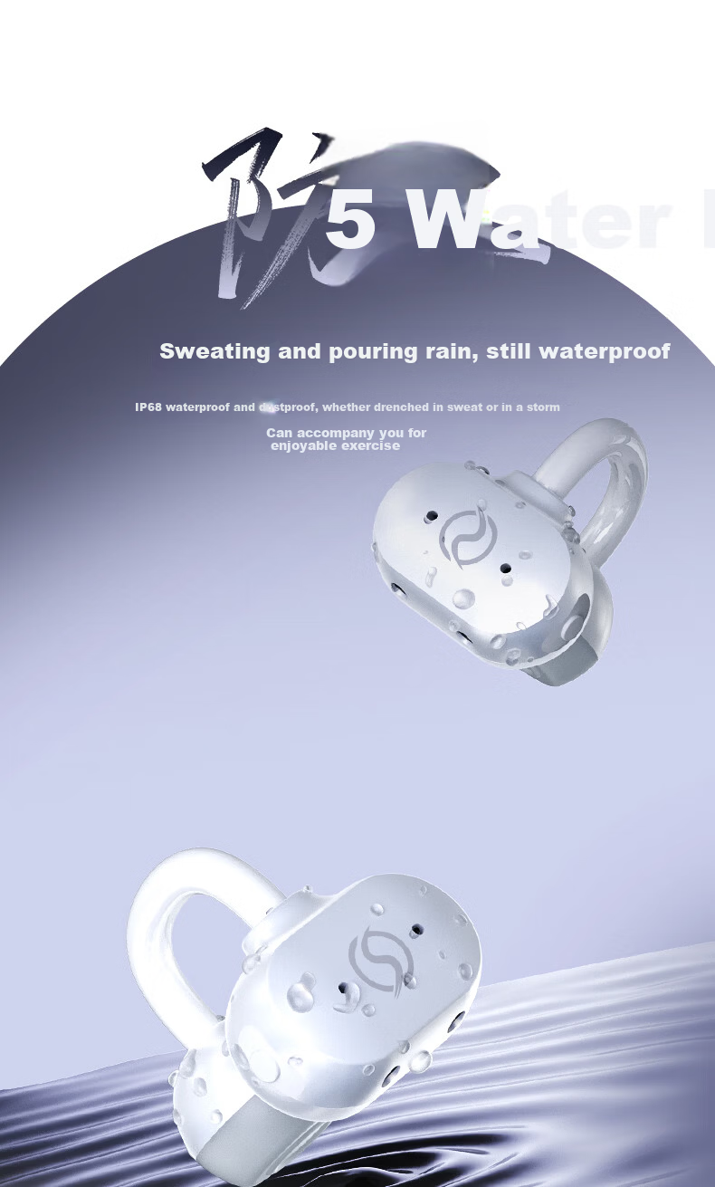 Gamma C1 Clip-On Bluetooth Earphones Waterproof Level 8 Open-Ear Wireless Headphones for Running Sports Gaming Calls Noise Cancellation 5