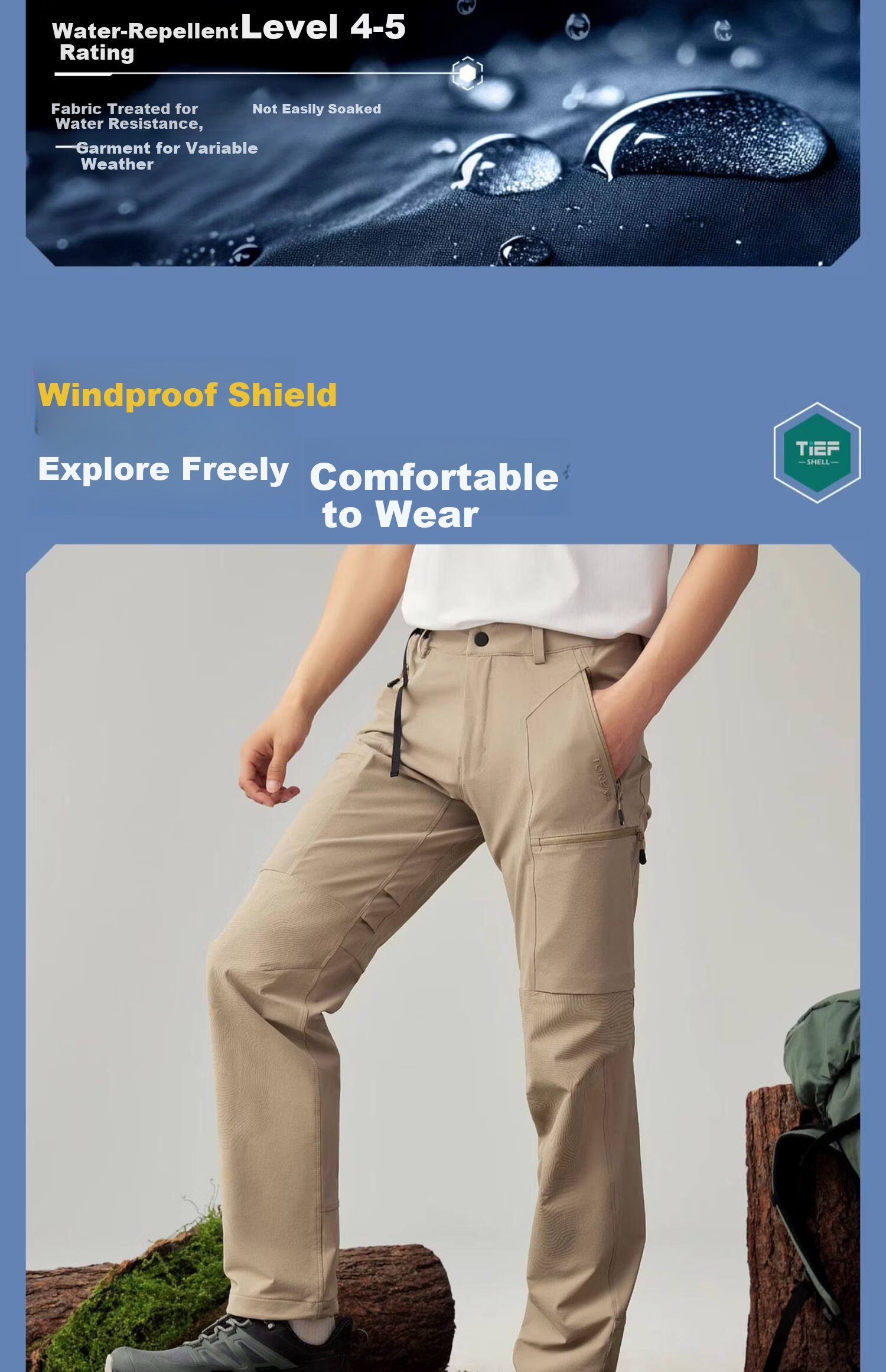 TOREAD CORDURA Men's Softshell Pants Spring Summer Outdoor Windproof Breathable Hiking Trousers TAMMAN81063 2