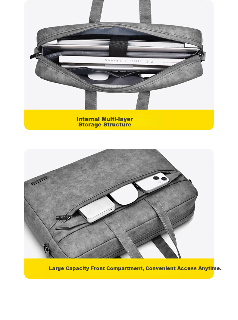 DiYi Workshop Laptop Bag Handheld Large Capacity 13-14 Inch Compatible with Huawei Apple MacBook Air Lenovo Commuter Water-Resistant Durable Stylish Briefcase 3