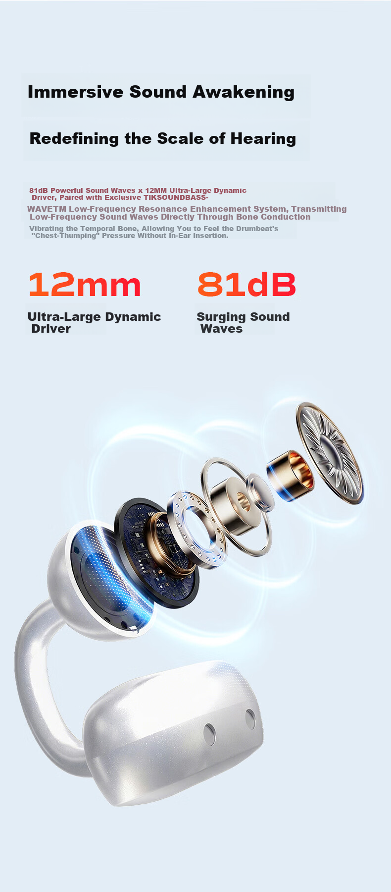 Gamma C1 Clip-On Bluetooth Earphones Waterproof Level 8 Open-Ear Wireless Headphones for Running Sports Gaming Calls Noise Cancellation 8