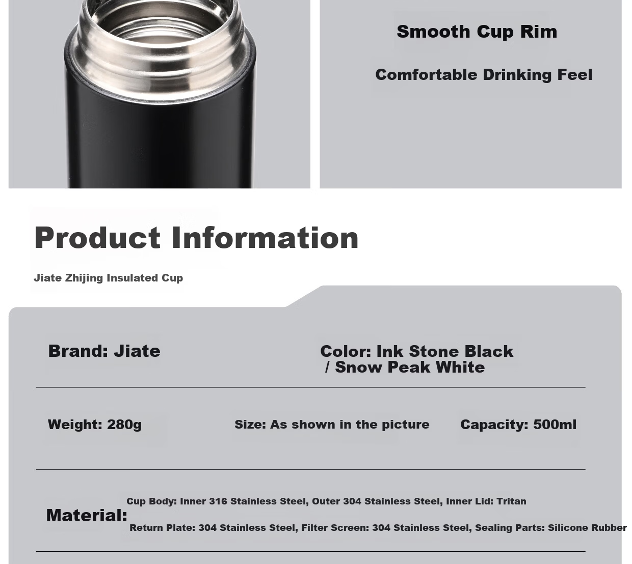 GiNT Insulated Tumbler Unisex 316 Stainless Steel Tea Separation Business Water Bottle Simple Portable Customizable Cup 16