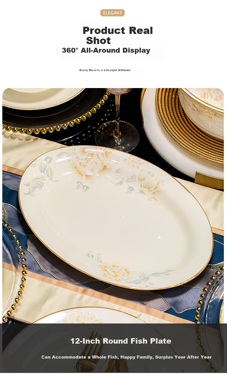 Chen Jing Dezheng Porcelain Bowl and Plate Set Home New High-Value Tableware Chopsticks Full Set Housewarming Gift 4