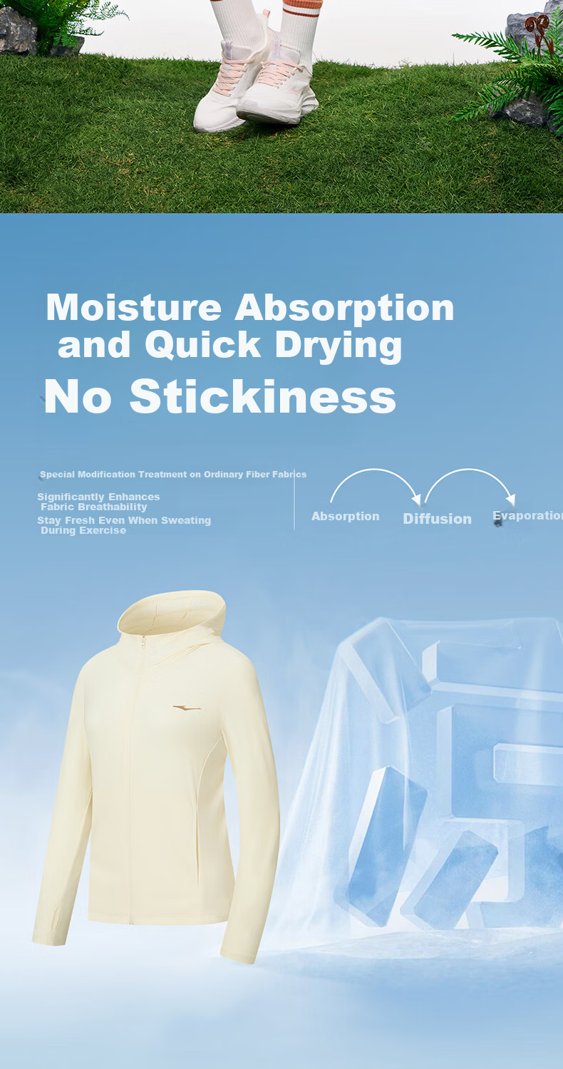 ERKE Women's Knitted Sun Protection Jacket Summer Ice Cooling Moisture-Wicking Quick-Dry UPF100+ Outdoor Hooded Windbreaker 2