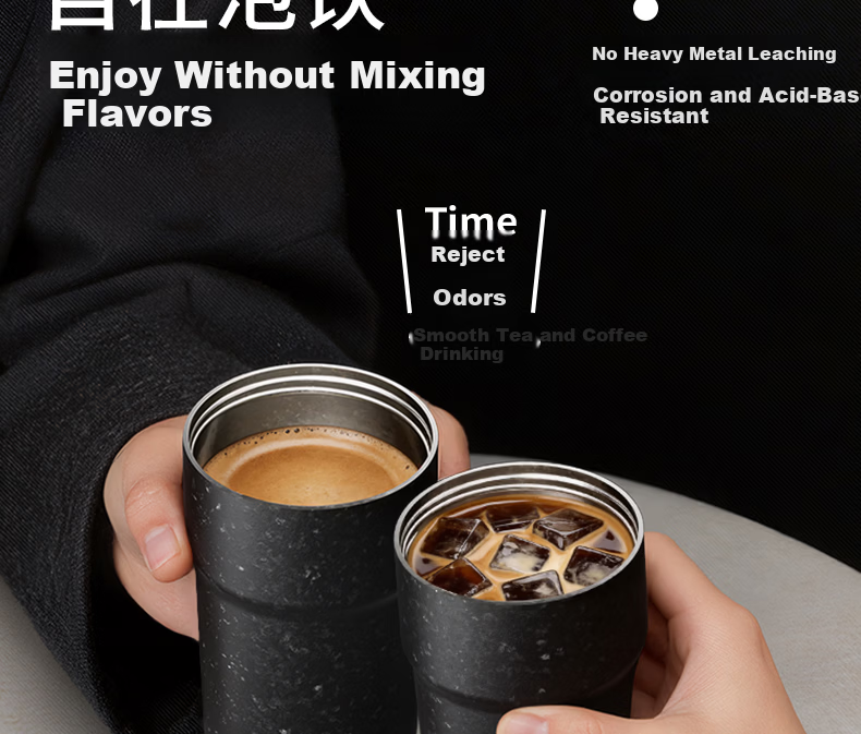 BABLOV Huaban Sen Coffee Cup Titanium Cup 99.9% Pure Titanium Insulated Water Bottle High-end Men's Birthday Gift 380ml 7