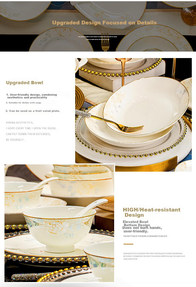 Chen Jing Dezheng Porcelain Bowl and Plate Set Home New High-Value Tableware Chopsticks Full Set Housewarming Gift 3