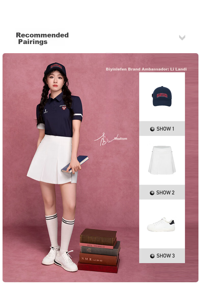 Biyinlefen Golf [Harvard Collaboration] 2025 Spring/Summer New Women's Vintage Collegiate Casual Sports High-End Polo Shirt 18