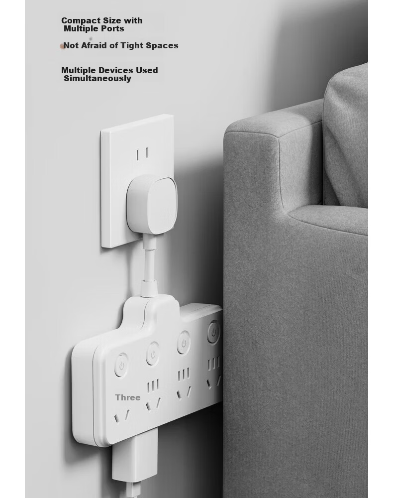 International Electric 86-Type Wireless Socket Converter Home Multi-Port One-to-Many Ultra-Thin Multifunctional Extension Socket Panel Power Strip One-to-Four with One-Key Master Control 13
