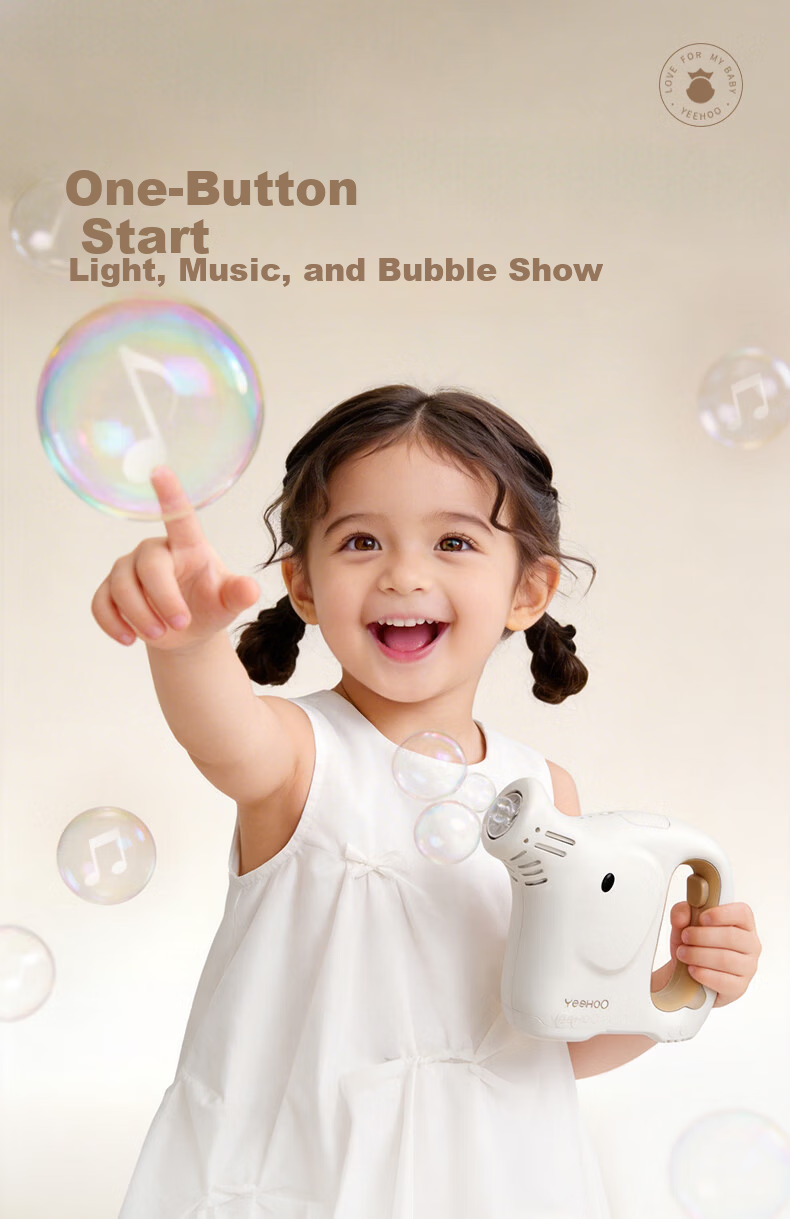 YEEHOO Elephant Bubble Machine for Kids 1-3 Years Old Electric Bubble Toy Non-Toxic Bubble Solution Children's Day Gift 1