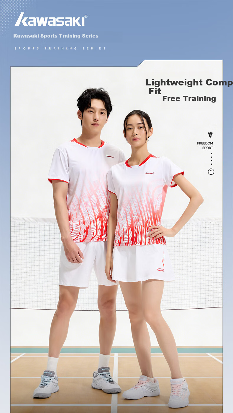 KAWASAKI Unisex Badminton Short Sleeve T-Shirt Competition Training Jersey Quick-Dry Navy Blue L 1