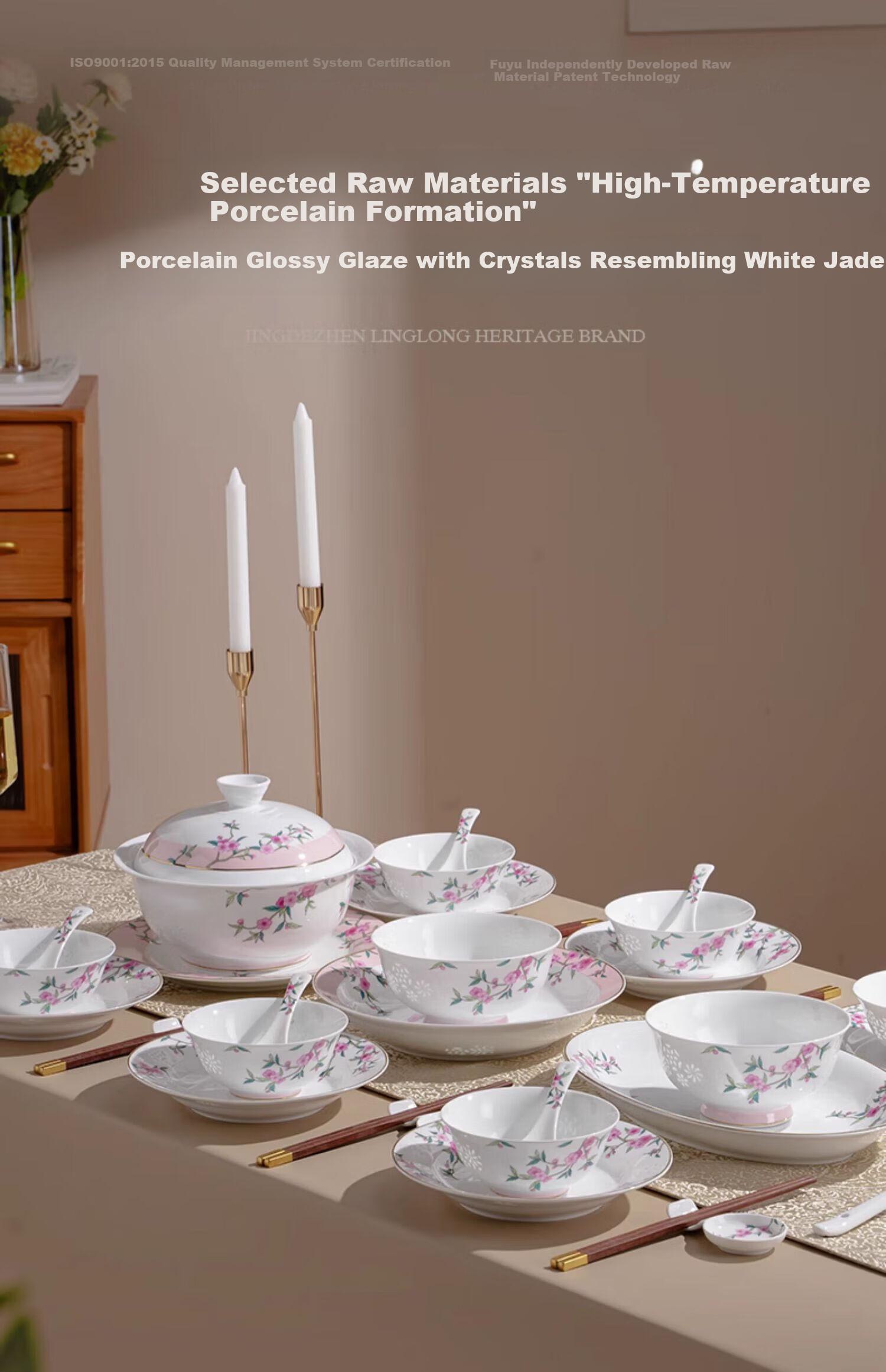 Fuyu Ceramics Jingdezhen Dinnerware Set Home Use Bowls Plates Chinese Style Simple Modern Gift Manting Fangfei 30-Piece 13