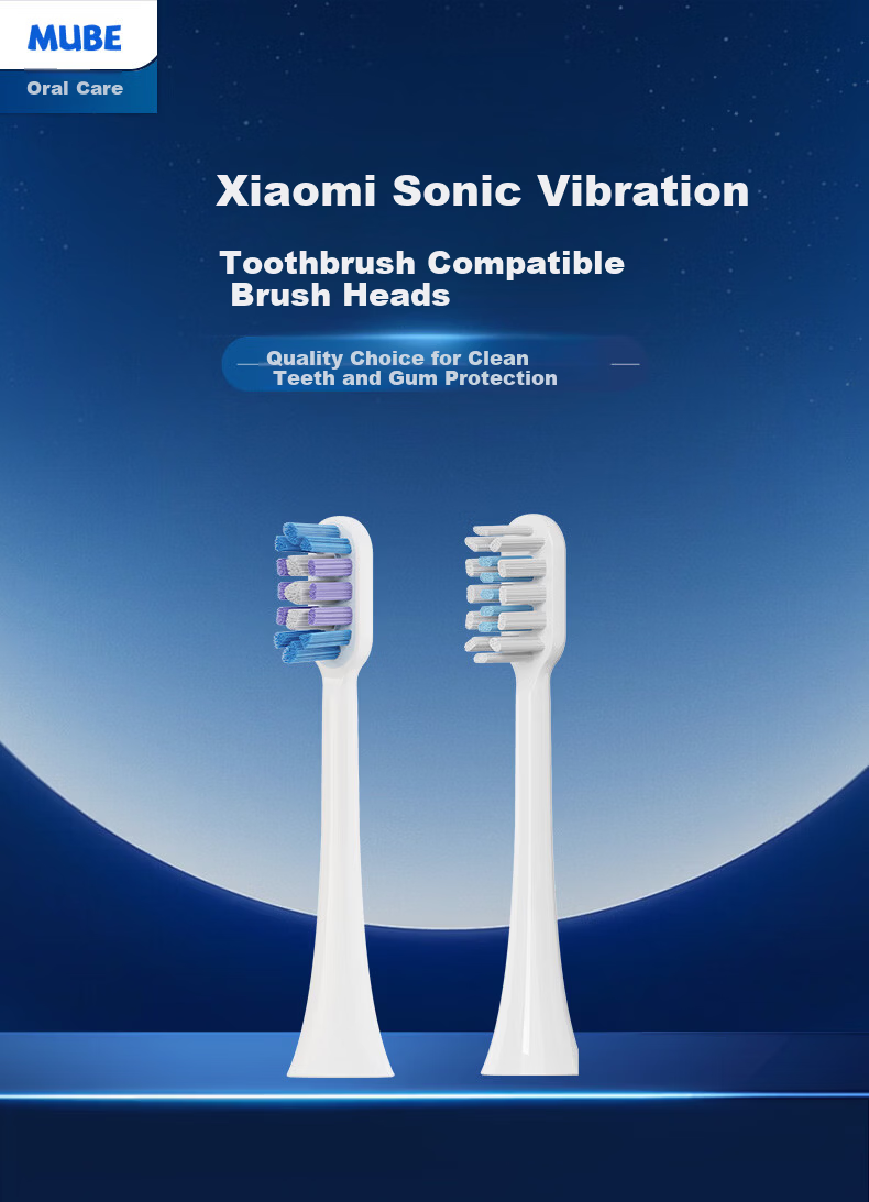 MUBE Compatible Mi Home Xiaomi Electric Toothbrush Heads T301/T302/T501/MES605/MES608 Soft Bristle Sonic Electric Toothbrush Replacement Heads 2