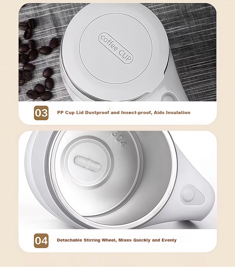 IJARL Automatic Stirring Cup Electric Coffee Mug Magnetic Electric Grinding Cup Rechargeable Gray White 9