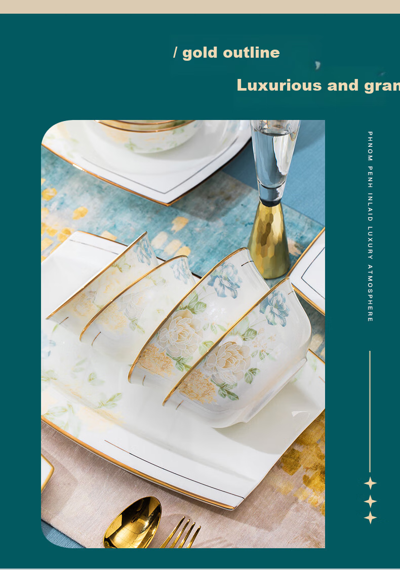 Chen Jingdezhen Ceramic Tableware 6-Inch European Style Rice Bowl Soup Bowl Dreamy Floral Shadow 2
