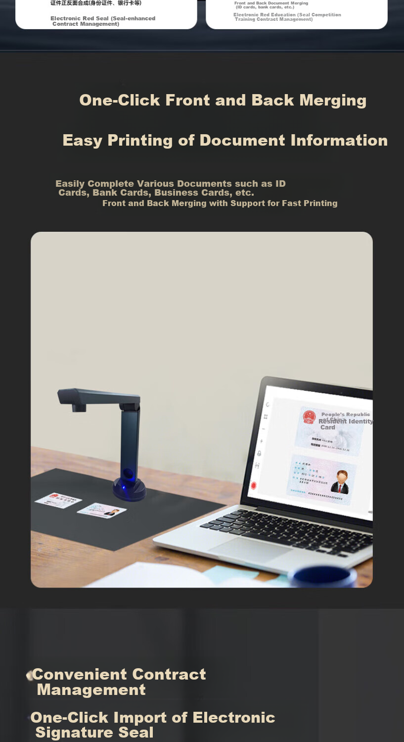 Founder Q1080 High-Speed Scanner 16MP Document Scanner for Business, School, Home Office, A4 Book, Contract, Receipt, PDF/OCR Text Recognition 6