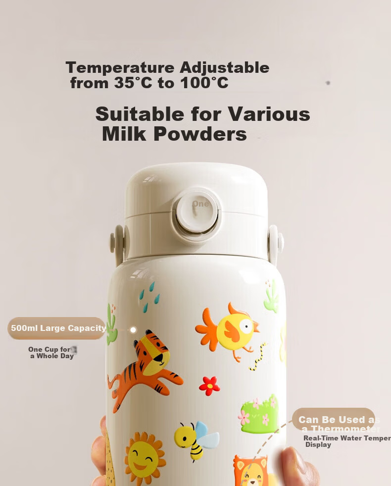 HeWu Portable Thermostatic Kettle Thermos Baby Travel Milk Frother Wireless Electric Boiling Water Cup Three Modes 9