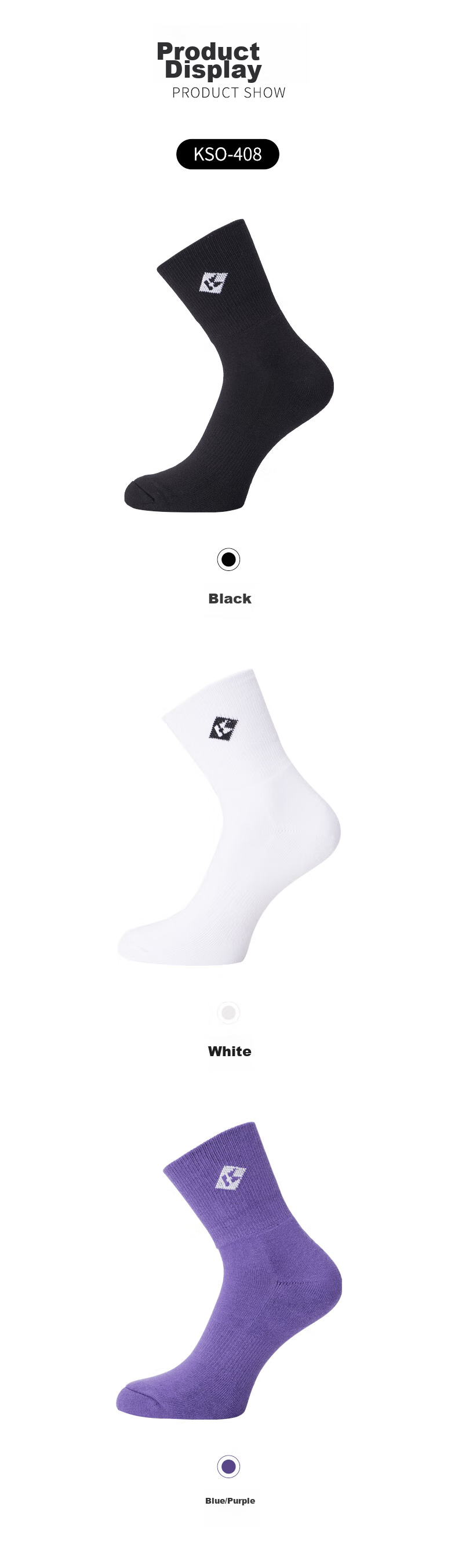 KUMPOO Badminton Socks, Sweat-Wicking, Breathable Training Socks, Badminton Socks, KSO-408 White 5
