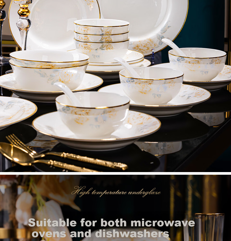 Mornenjoy Jingdezhen Tableware Bowl And Plate Set, Home Use, 2026 New Style, Aesthetically Pleasing Bowls And Chopsticks, Housewarming Gift 2