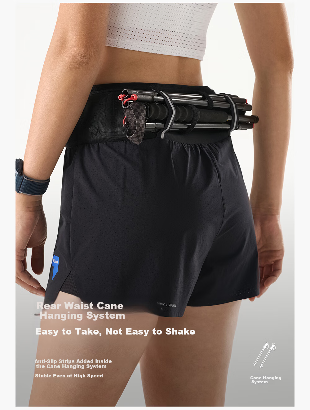 NEDAO 3-in-1 Storage Running Shorts for Men with Waist Bag, Inner Lining, and Pole Holder, Trail Running Sports Pants 4