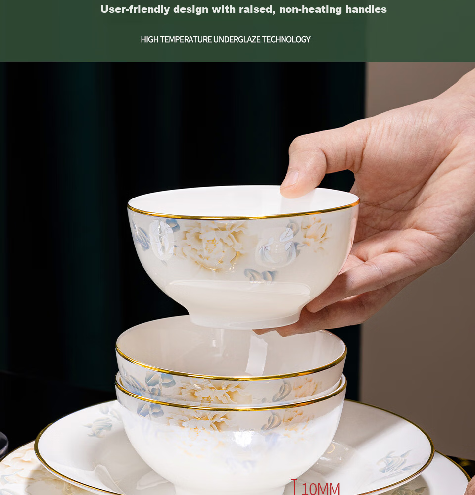 Mornenjoy Jingdezhen Tableware Bowl And Plate Set, Home Use, 2026 New Style, Aesthetically Pleasing Bowls And Chopsticks, Housewarming Gift 9