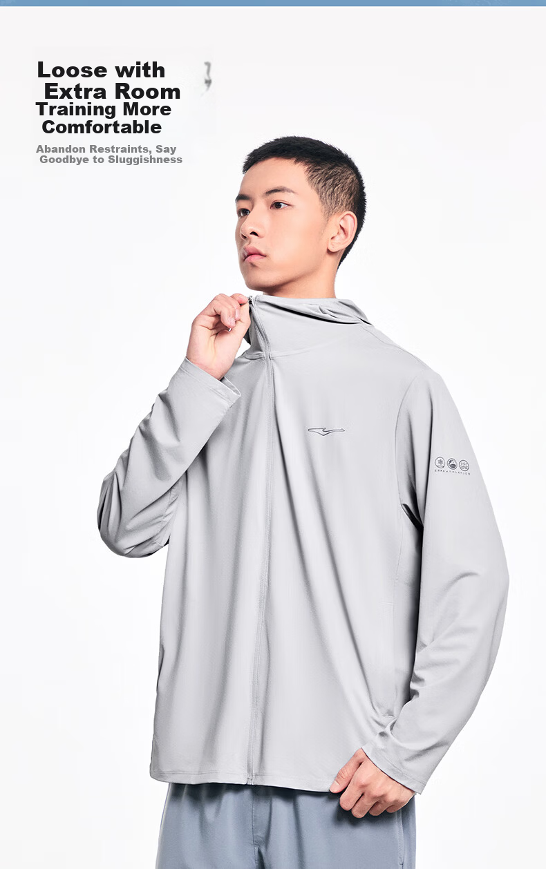 Erke Men's Summer Sun Protection Jacket Quick-Dry Ice Cooling Breathable UPF80+ Hooded Windbreaker Outdoor Sports Jacket 11