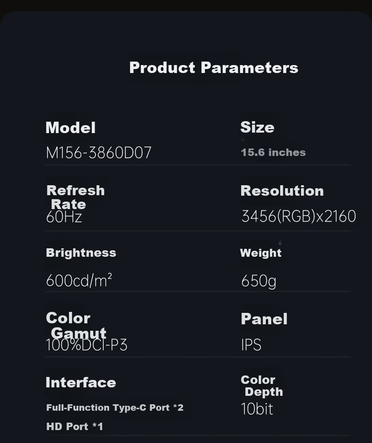 Aigo 15.6-Inch 4K OLED Portable Monitor, High Color Gamut, for Mobile Phones, Computers, Laptops, Split-Screen Design, Mobile Expansion Secondary Scree 11