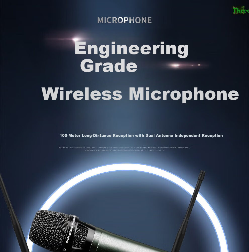 Depusheng DR666 Professional Wireless Microphone Dual Transmitter Karaoke Stage Performance KTV Singing School Speech Wedding Conference UHF Long-Distance Anti-Howling Microphone System 1