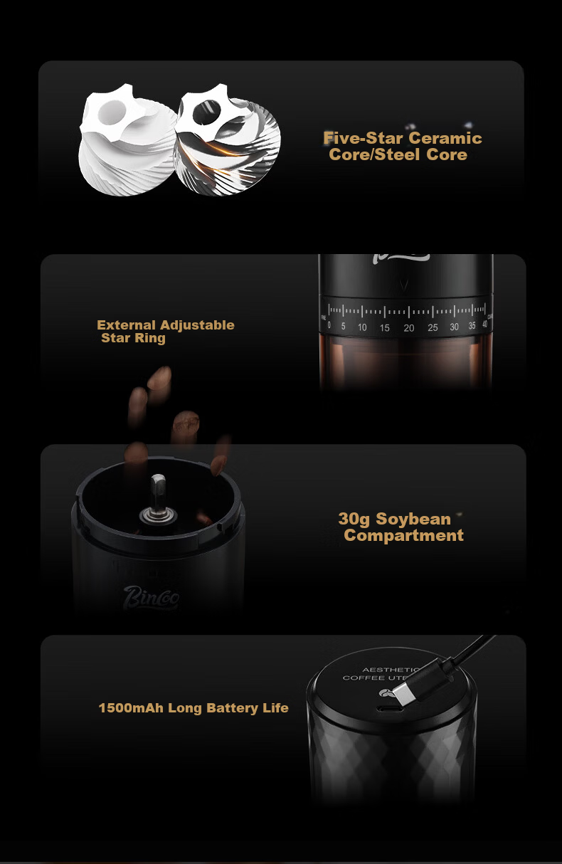 Bincoo Electric Coffee Grinder Home Small Manual Espresso Coffee Bean Grinder Portable Fully Automatic Grinder 2