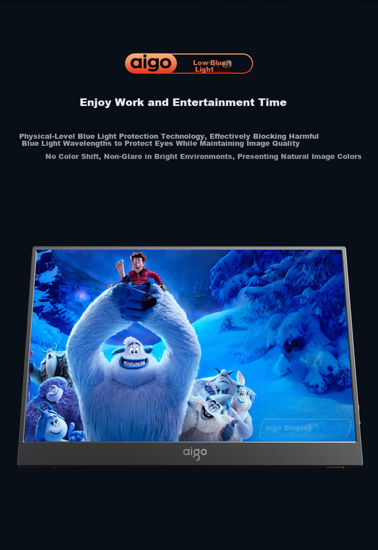 Aigo 15.6-Inch 4K OLED Portable Monitor, High Color Gamut, for Mobile Phones, Computers, Laptops, Split-Screen Design, Mobile Expansion Secondary Scree 7