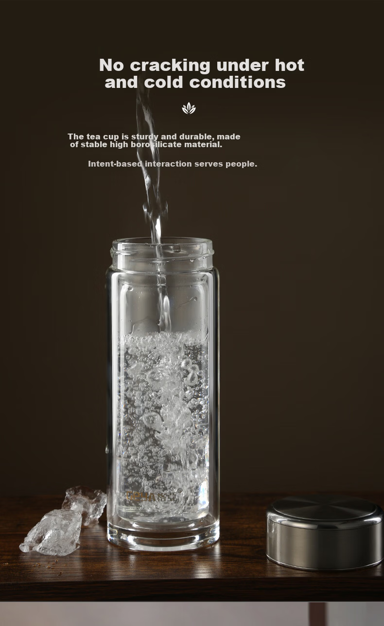 GEYA Antibacterial Titanium Double-Layer Glass Cup Men's Premium Glass Tea Cup Business Glass Water Cup Customizable 13