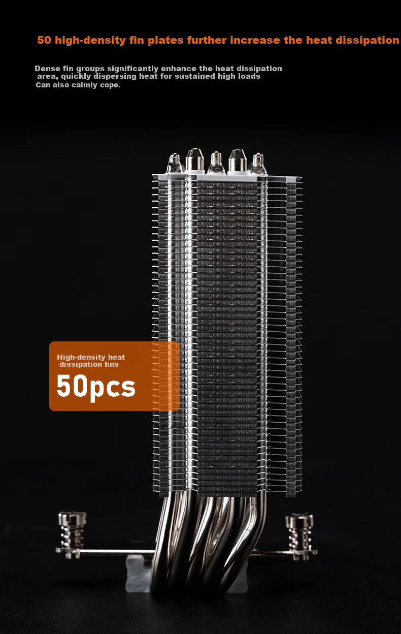 Cougar Fengqing 50 MAX Single Tower Air CPU Cooler Non-Interference with RAM 5 Heat Pipes Copper Base 6