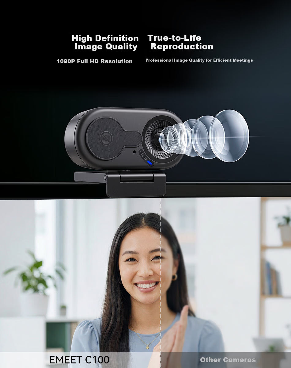 EMEET YIMI 1080P HD USB External Computer Webcam with Built-in Microphone for Desktop and Laptop Video Calls, Office Meetings, Interviews, and Exams 3