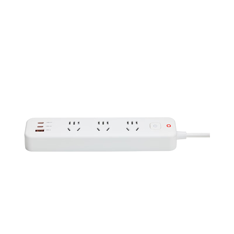 JD Jingzao 30W 3-Port USB Power Strip New National Standard Socket Extension Board with 1.8m Cable, 30W Fast Charging USB Type-C, Dormitory Use