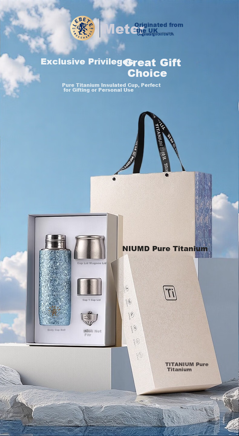 Lebete Pure Titanium Insulated Water Bottle for Men And Women, Stylish Portable Straw Coffee Cup Gift Box Set, Peach Pink 500ML 2