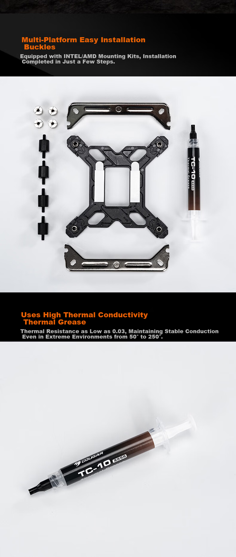 Cougar Fengqing 50 MAX Single Tower Air CPU Cooler Non-Interference with RAM 5 Heat Pipes Copper Base 10