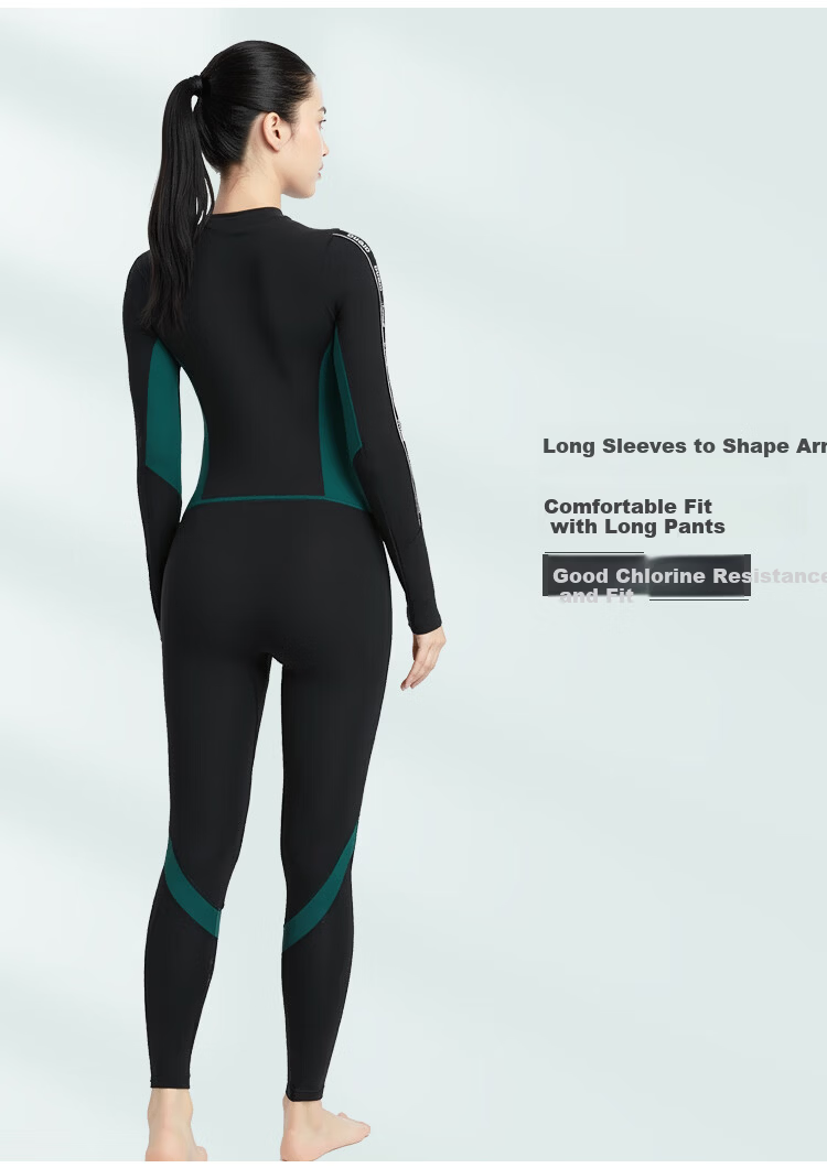 Arena Women's Swimwear Sports Training Fitness Sun Protection One-Piece Long Sleeve Color Block Outdoor Slimming Swimsuit Pants M 7