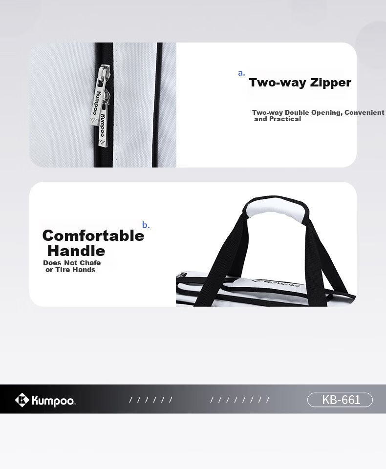 KUMPOO 26th Anniversary New Lightweight Badminton Bag Large Capacity Sports Tote Shoulder Bag KB-661 Black/White 6