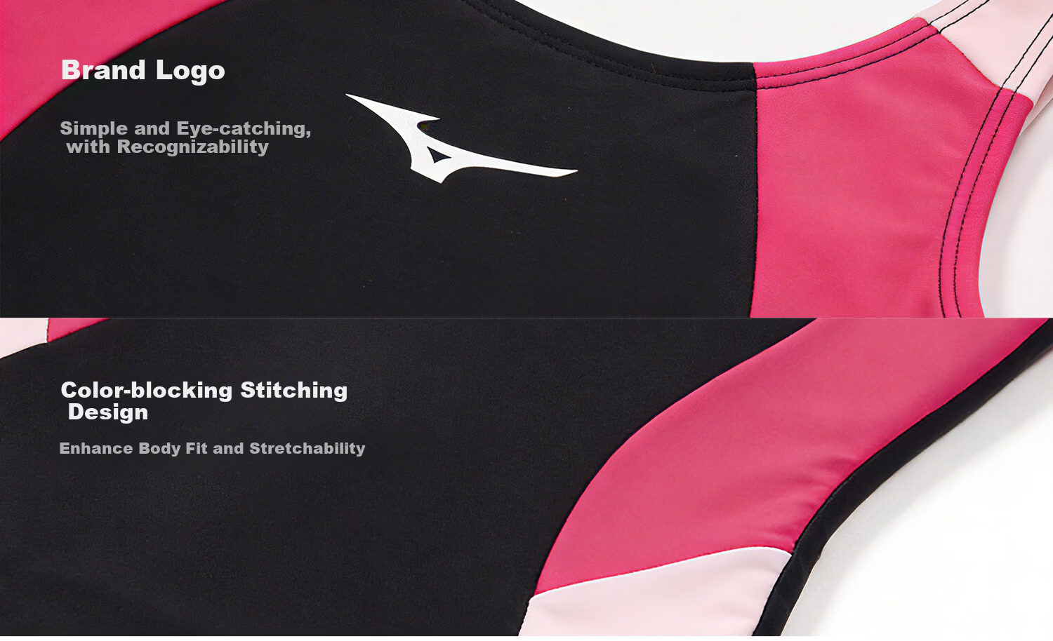 MIZUNO Kids Girls One-Piece Square-Leg Swimwear Youth Professional Training Quick-Dry Sun Protection Swimming Gear AC404 Black Pink 160 4