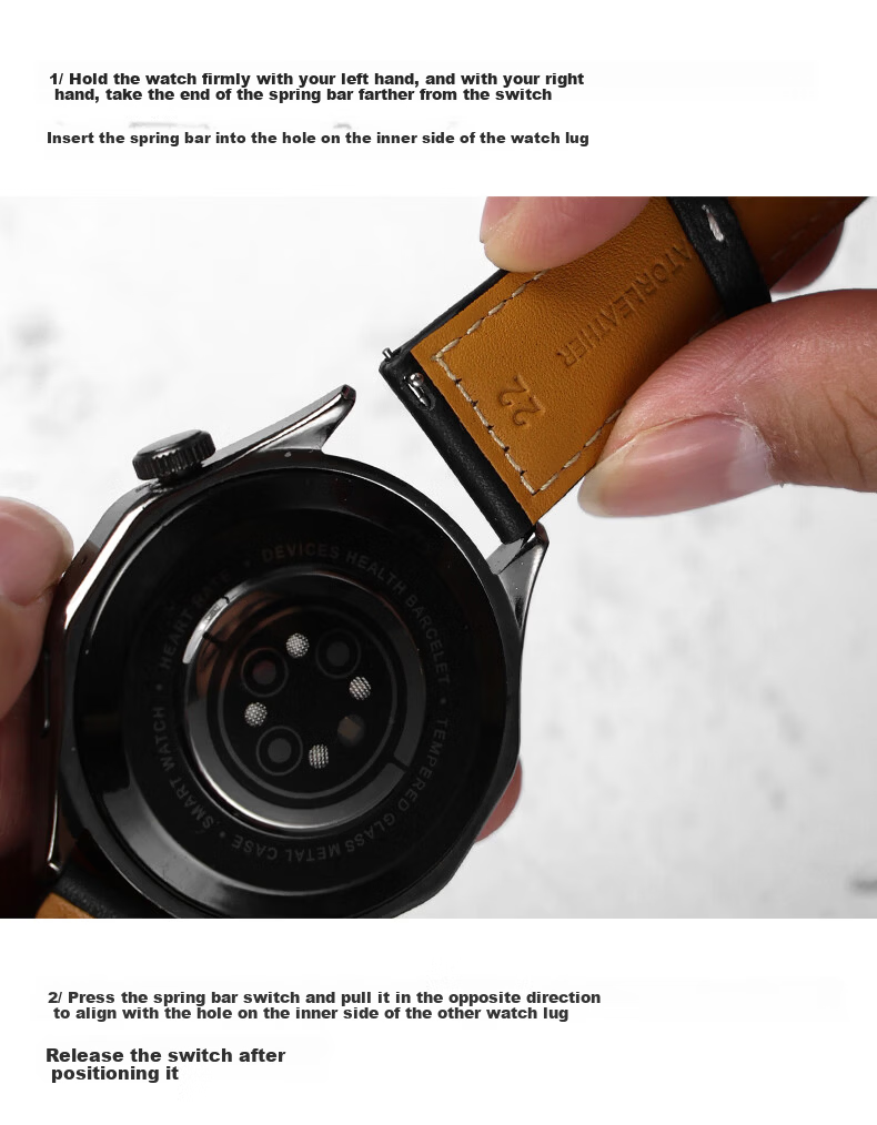 SHIRUI Genuine Leather Watch Strap for Huawei Watch GT4/GT5 EasyFit 22mm Men's Original Sports Band for Watch4/Buds/3 Pro/GT3/GT2 5