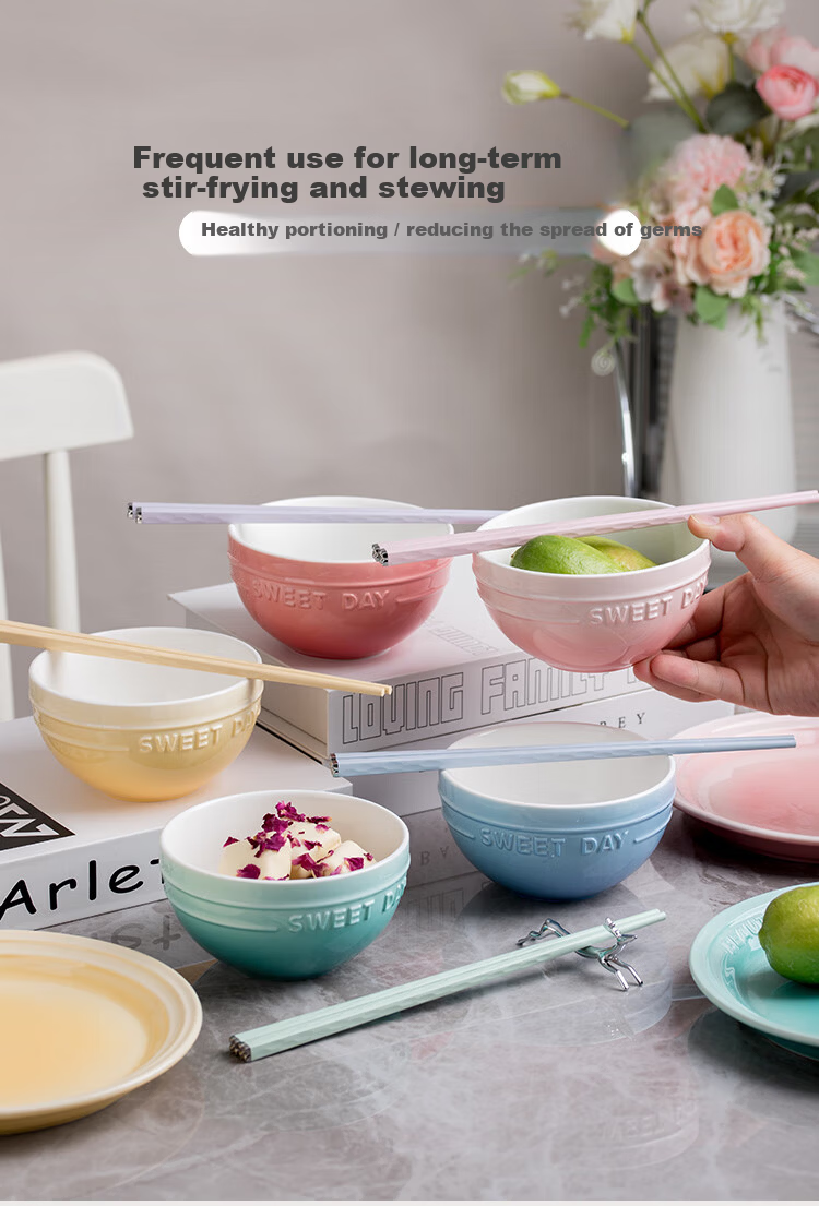 Banwu Life Ceramic Bowl and Chopsticks Set, Single-User High-Quality Underglaze Color Tableware, Personal Bowl and Chopsticks 4