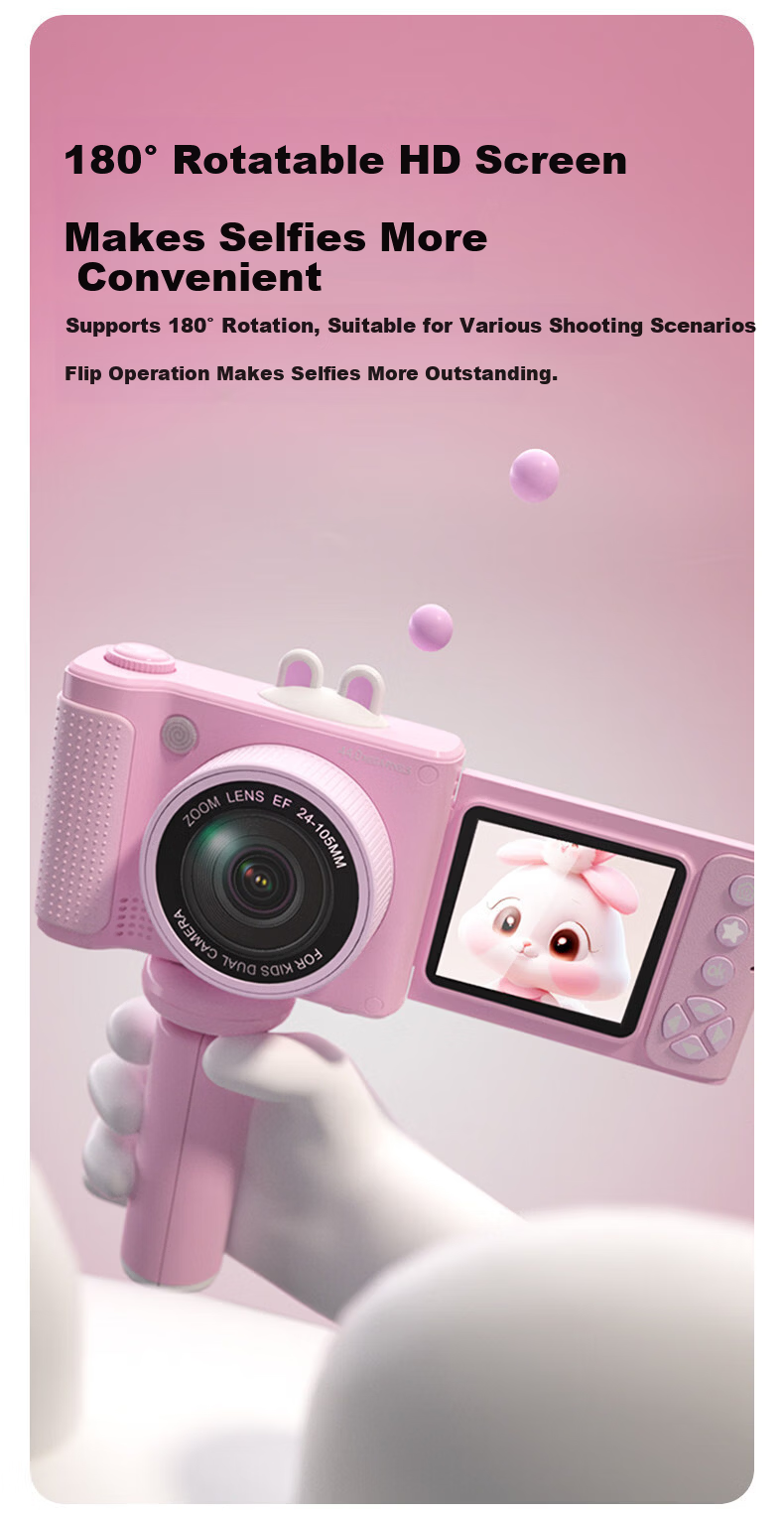 KGPG Children's Camera for Children's Day, Student Mini Camera for Photography and Travel, Mobile Phone Compatible, Purple, Birthday Gift for Boys and Girls 7