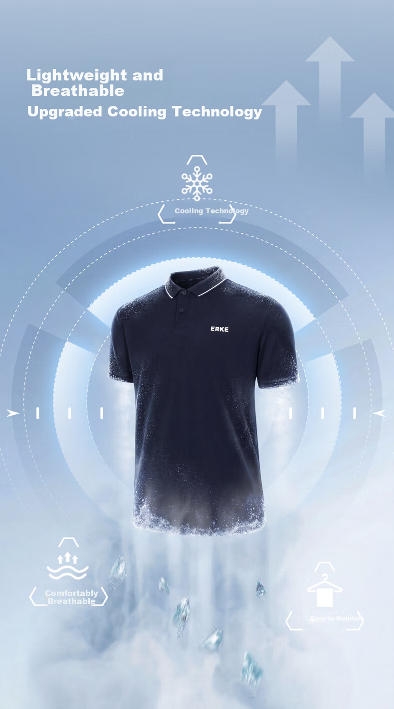 Hongxing Erke Summer Sports Short Sleeve Polo Shirt Outdoor Ice Cool Casual Men's Light Business Micro Collar T-Shirt 3