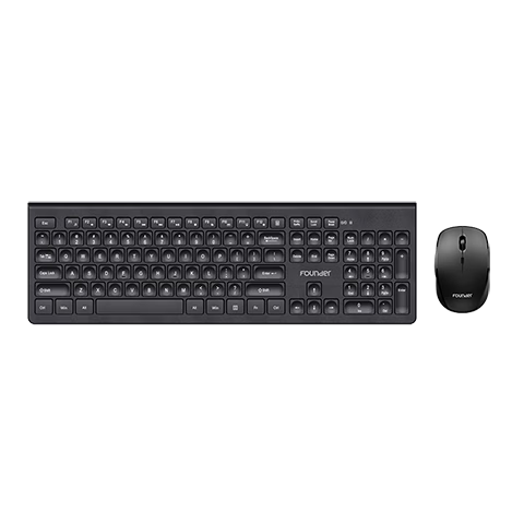 Founder W6202 Classic Black Ultra-thin Waterdrop Keycaps Wireless Keyboard and Mouse Set Lightweight Silent Office Business Keyboard and Mouse for Laptop and Desktop