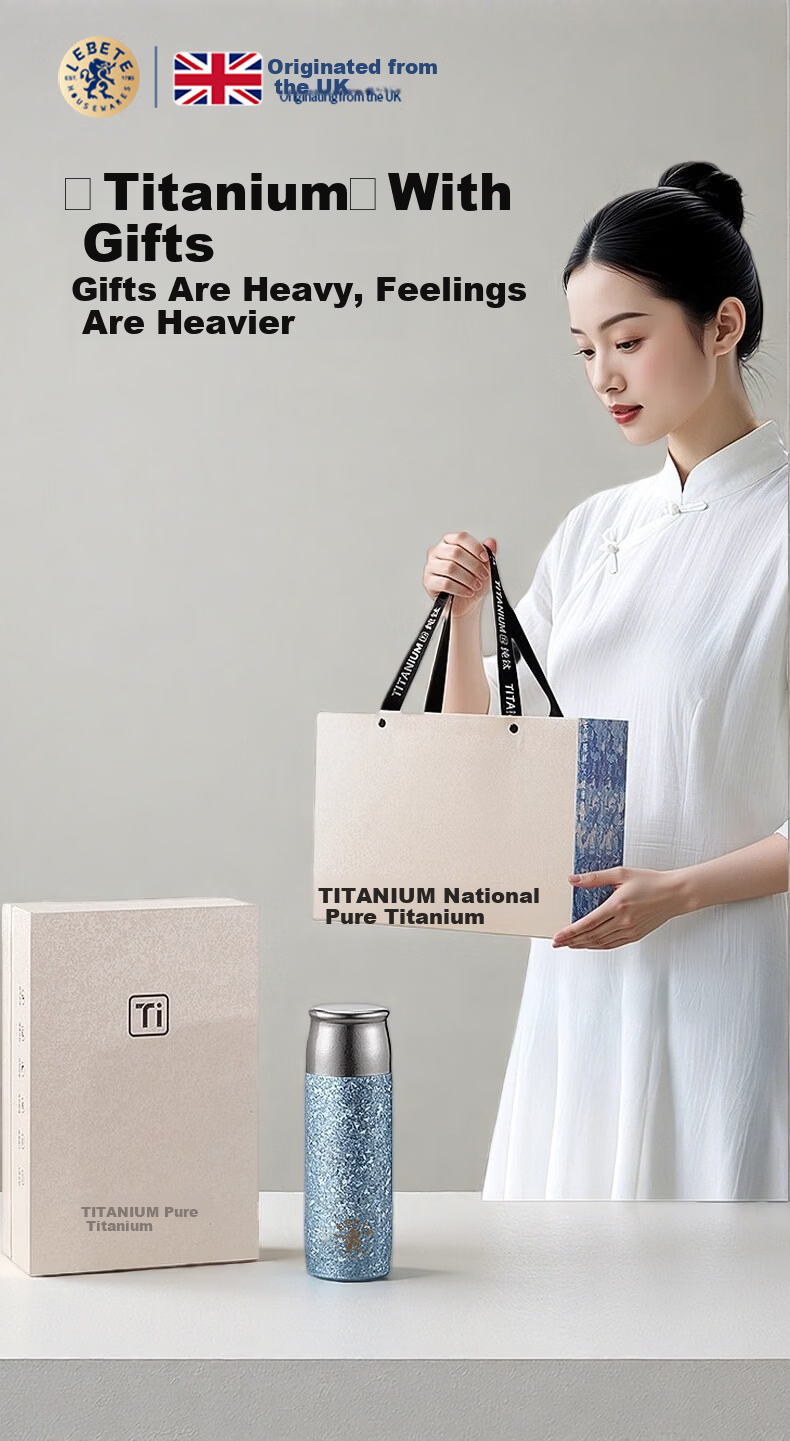 Lebete Pure Titanium Insulated Water Bottle for Men And Women, Stylish Portable Straw Coffee Cup Gift Box Set, Peach Pink 500ML 4